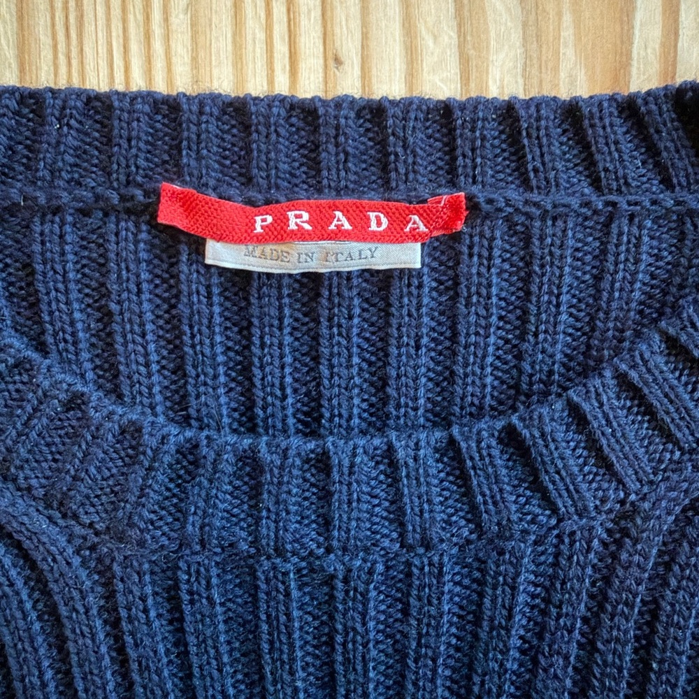 Prada Dark Blue Ribbed Sweater - Picture 2 of 7